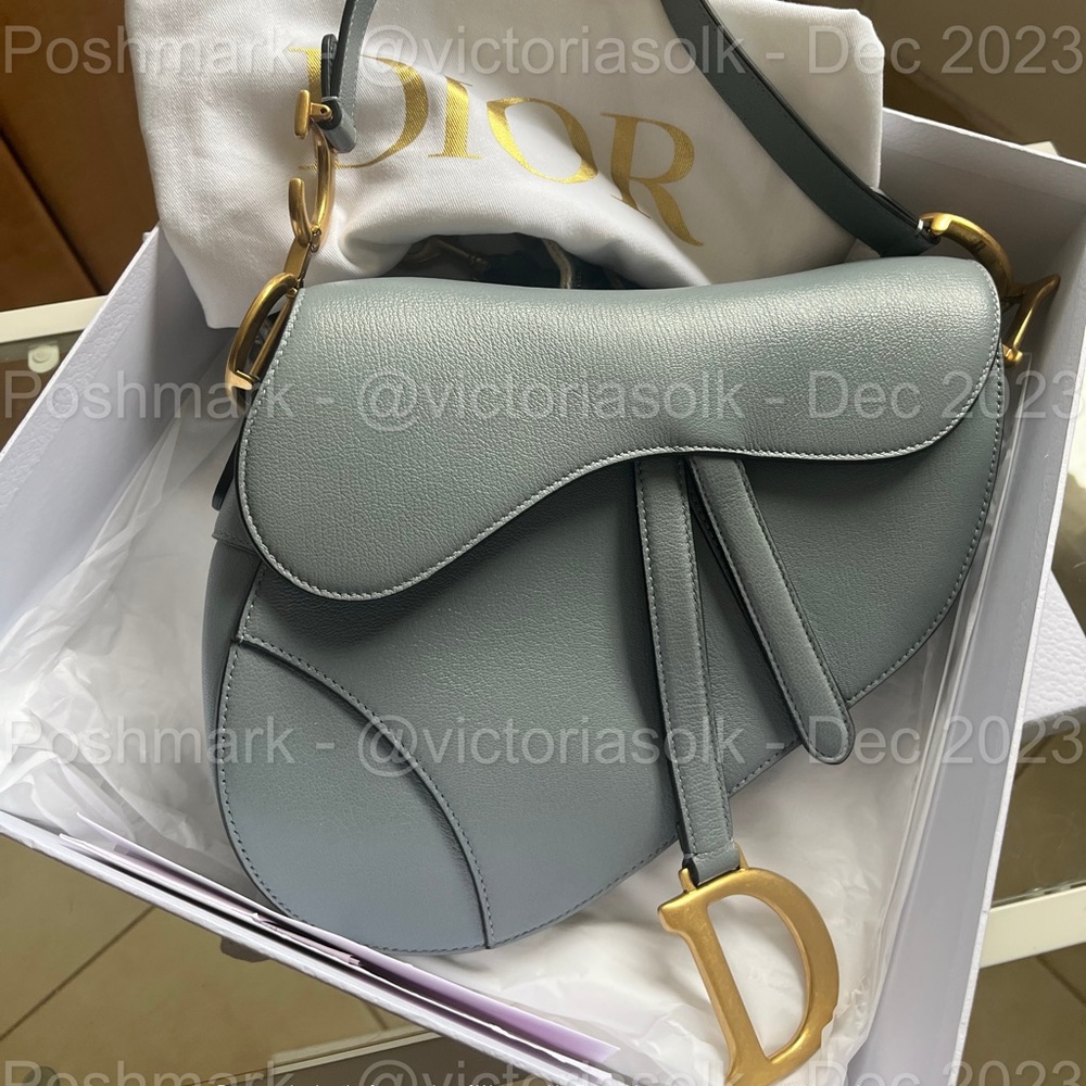 SOLD Dior Saddle Bag with Blue Dior Oblique Embroidery Strap